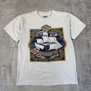 Super Bowl XXXV Shirt Mens Large White Vintage 2001 Voyage to Tampa NFL Football